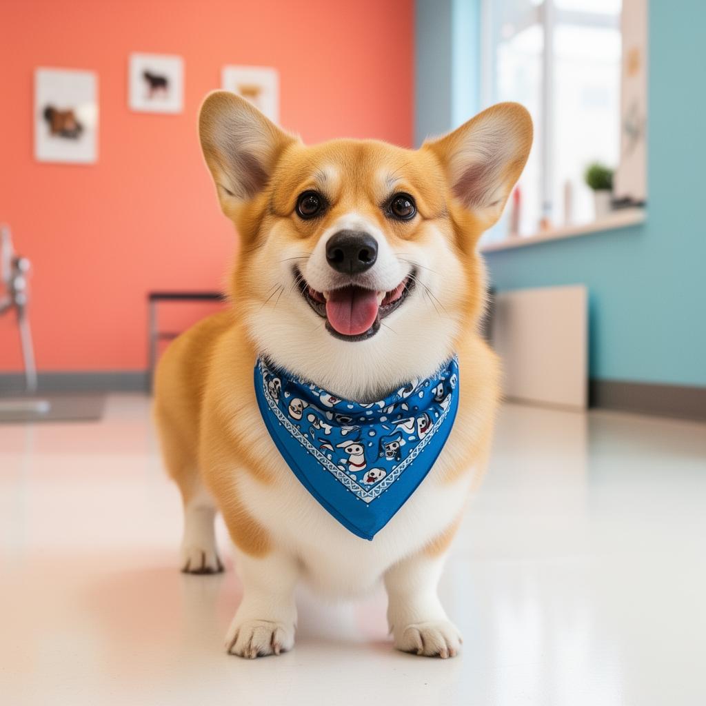 Winston, a happy Corgi