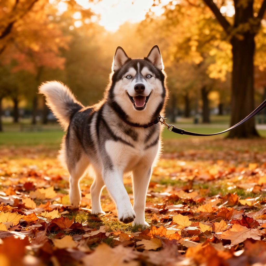 Ghost, a happy Husky